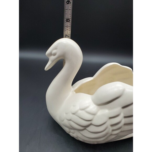 Mid-Century Modern Large Swan Planter 7" Tall Bisque Color Ceramic - Picture 10 of 12